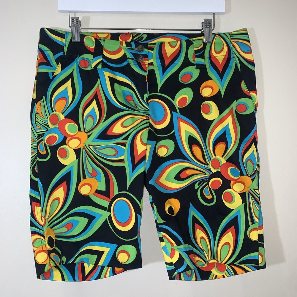Loudmouth Shorts Womens 6 Bermuda Shagadelic Black Golf Loud Wild Athleisure